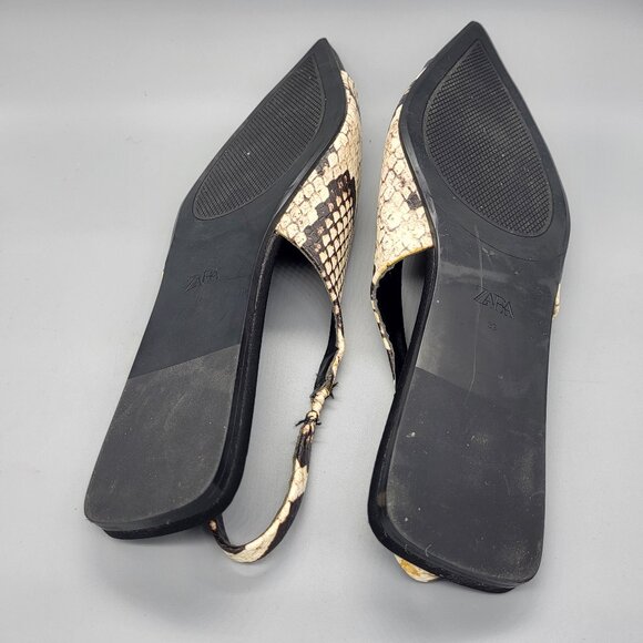 ZARA Snake Print Slingback Flats - Picture 5 of 11